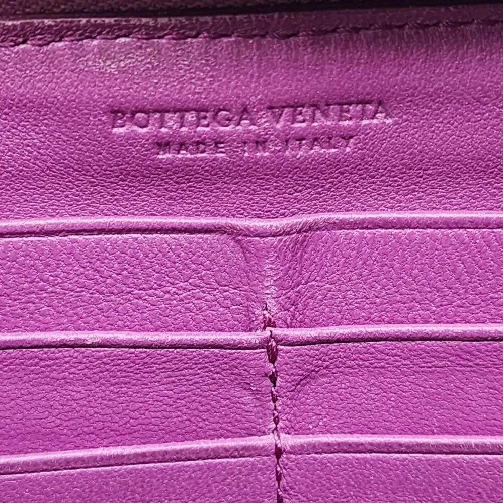Bottega Veneta Intrecciato Leather Zip Around Wallet in Orchid